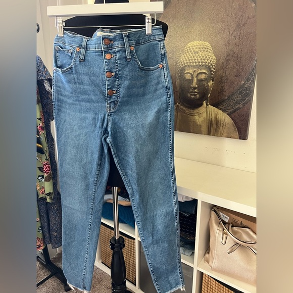 Denim - Madewell 10" High-Rise Skinny Jeans in Dewitt Wash: Button-Front Jeans Sz 30